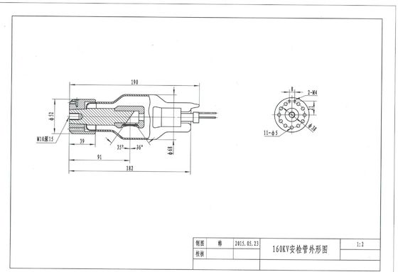 Tubo a raggi X 160KVp 2mA per sistema di ispezione di sicurezza aeroportuale 190x182x Dia52mm Diametro