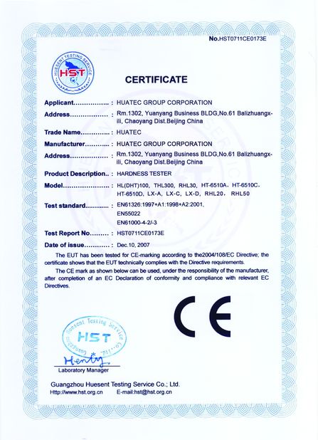 Porcellana HUATEC GROUP CORPORATION Certificazioni